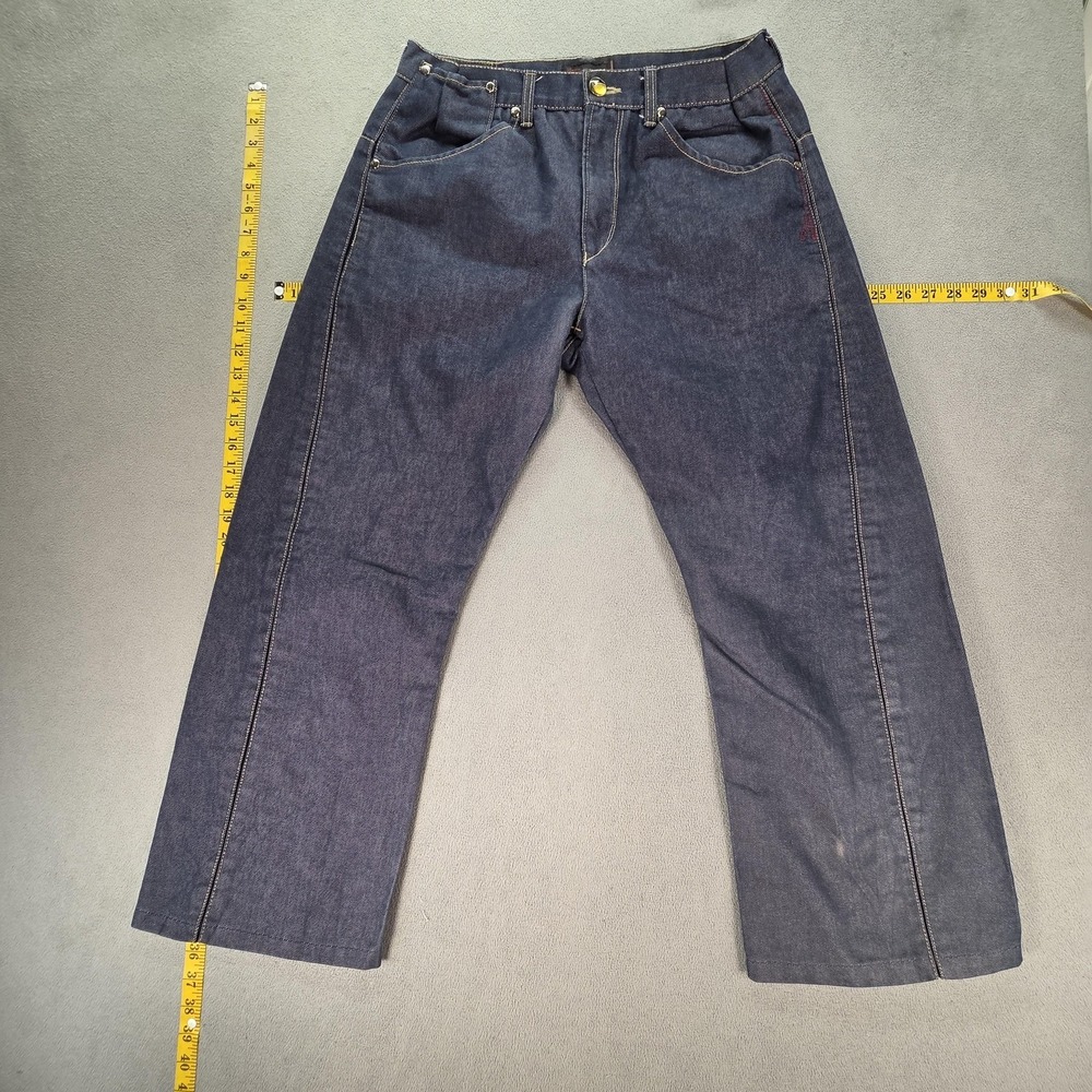 VTG Levis‎ Engineered Jeans Mens Blue Dark Wash Twisted Altered Hem Fits 30x26